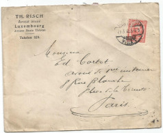 LUXEMBOURG 10C SEUL LETTRE COVER LUXEMBOURG 1912  POUR PARIS - 1906 Guillermo IV