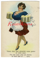 CPA Illustrateur Grosse Femme Corpulente Humour Humor CARICATURE OBESE Bier Biere Beer And Love - Nozze