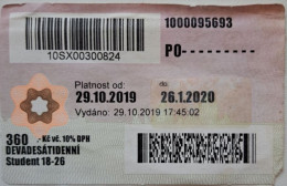 2019..CZECH REPUBLIC .. STUDENT PUBLIC TRANSPORT TICKET - Tickets D'entrée