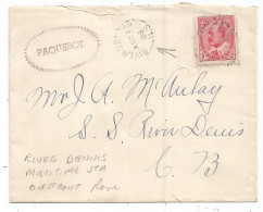 CANADA 2C SOLO LETTRE COVER RIVER DENNIS 1908 TO USA + PAQUEBOT - Storia Postale