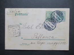DR 1905 Germania GA Mit Zusatzfrankatur Saubere Stempeln Karlsruhe (Baden) 2 Als Auslands PK Nach Italien - Postkarten