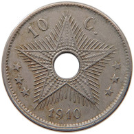 CONGO BELGIAN 10 CENTIMES 1910  #MA 067400 - 1910-1934: Alberto I