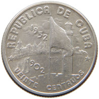 CUBA 20 CENTAVOS 1952  #MA 014533 - Cuba