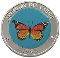 CUBA 10 PESOS 1995 ALUMINIUM PATTERN , REEDED EDGE, MARIPOSAS DEL CARIBE #MA 015056 - Cuba