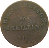 DENMARK 16 SKILLING 1814 FREDERIK VI. 1808-1839. #MA 064762 - Danemark