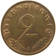 DRITTES REICH 2 PFENNIG 1938 D  #MA 011987 - 2 Reichspfennig