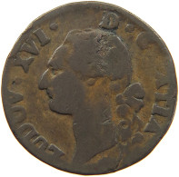 FRANCE 1/2 SOL 1785? L LOUIS XVI. (1774-1793) OVERSTRUCK REVERSE #MA 102038 - 1774-1791 Ludwig XVI.