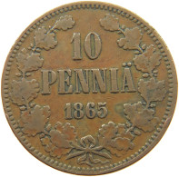 FINLAND 10 PENNIA 1865 ALEXANDER II. 1855-1881. #MA 005117 - Finlande