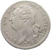 FRANCE ECU 1792 A LOUIS XVI. #MA 008340 - 1774-1791 Ludwig XVI.