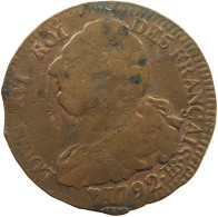 FRANCE 2 SOLS 1792 BB LOUIS XVI. (1774-1793) #MA 102026 - 1791-1792 Costituzione 