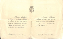 23-1206 Faire Part Mariage 1900 Loches Famille SOUILLARD Et MARTEAU - Annunci Di Nozze