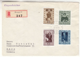 Liechtenstein - Lettre Recom De 1953 - Oblit Ruggell - Peintures - Valeur 152 € ( 130 + 22 ) - Cachet De Bern - - Briefe U. Dokumente