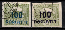 Tchécoslovaquie 1922 Mi P 18a+b (Yv TT 18+25A), Obliteré, Surcharge Violet Et Bleu - Used Stamps