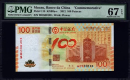 China 2012 Macau 2012 Celebration Centenary BOC Lotus Banknotes 100 Patacas  PMG 67 Macao - Chine