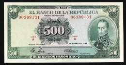 COLOMBIA Banco De La República 500 Pesos Oro January 1 1968 Pick#411a A.unc Fds- Lotto.3758 - Colombie