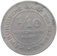 HAMBURG 1/10 VERRECHNUNGSMARKE 1923  #MA 098749 - Autres & Non Classés