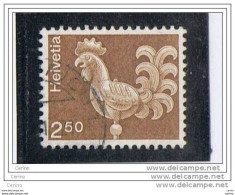 SVIZZERA:  1975  DEFINITIVA  -  2 F. 50  BRUNO  CHIARO  US. -  SETA  VIOLETTO  -  YV/TELL. 991 A - Varietà