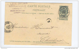 Entier 5 C Armoiries HOUDENG 1899 Vers CHARLEROI - Cachet Notaire Ghilain à HOUDENG GOEGNIES   -- JJ490 - Cartes Postales 1871-1909