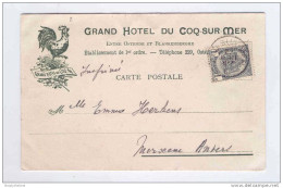 Belgique Carte Illustrée Grand Hotel Du COQ SUR MER - TP Armoiries COQ SUR MER   --  JJ337 - Hotels & Restaurants