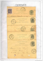 TAMINES - 5 Entiers + TP No 48 -  1888 / 1894 - Divers Expéditeurs  --  MM508 - Postkarten 1871-1909