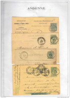 ANDENNE - 8 Entiers / Cartes 1882/1913 - Dont Entetes , Cachet Privé , ...  --  MM506 - Cartes Postales 1871-1909