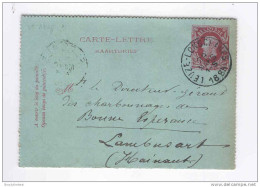 Carte-Lettre Emission 1869 Cachet LEUZE LONGCHAMPS 1885 Vers FLEURUS - Origine Manuscrite NOVILLE Les BOIS  -- B3/320 - Cartes-lettres