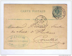 Entier Type TP 45 SOMBREFFE 1879  - Cachet Privé Etienne , Commerce De Marbres Au MAZY  -- B3/295 - Postkarten 1871-1909