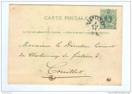 Entier Type TP 45  Double Cercle GERPINNES (avec S) 1881 Vers COUILLET - Cachet Privé Dolard-Evrard   -- B3/282 - Cartes Postales 1871-1909