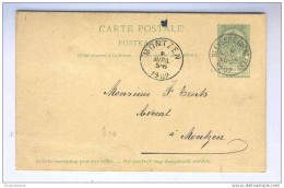 CANTONS DE L'EST - Entier Postal Armoiries BLEYBERG (Montzen) 1902 Vers MONTZEN   --  MM134 - Postcards 1871-1909