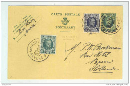 Entier Postal 20 C Houyoux + TP Houyoux , Dont 75 C RARE S/L. ANTWERPEN 1927 Vers Hollande - TARIF 1 F  -- LL / 694 - Postkarten 1909-1934