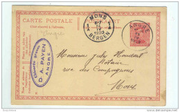 Entier 10 C Albert 15 ANGRE 1920 Vers MONS - Cachet Privé Chicorée Grasse Payen  -- LL / 687 - Tarjetas 1909-1934