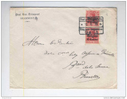 Lettre TP Paire Germania Censure Etapes De GENT 1915 - Entete Paul Van Trimpont à GRAMMONT  -- LL / 545 - OC26/37 Etappengebiet