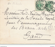 ZZ983 -  Enveloppe TP 45 En Paire AUDENARDE 1892 Vers GAND - Boite Rurale N - NUKERKE Selon Porignon - Correo Rural