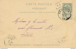 ZZ993 - Entier Postal Armoiries SENEFFE 1895 Vers ANVERS - Boite Urbaine SF TARDIVE - Quartier Merrinon - Correo Rural