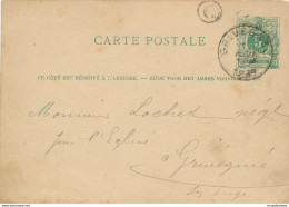 ZZ989 - Entier Postal Lion Couché GRIVEGNEE 1880 En Ville  - Boite Rurale C - Peut-etre JUPILLE ? - Posta Rurale