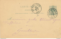 ZZ991 - Entier Postal Lion Couché GRAND LEEZ 1889 Vers GEMBLOUX - Boite Rurale E - Origine GRAND LEEZ En Manuscrit - Landpost (Ruralpost)