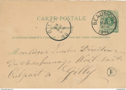 ZZ988 - Entier Postal Lion Couché REPONSE De BEAUMONT 1884 Vers GILLY  - Boite Rurale E - Origine RENLIES  En Manuscrit - Poste Rurale