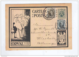 Carte Illustrée Noire ORVAL Avec Ange - Circulée + TP Houyoux BRUXELLES 1928  --  QQ292 - Cartes Postales Illustrées (1971-2014) [BK]