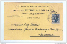 Carte Privée TP Lion Héraldique MOUSTIER Sur SAMBRE 1933 - Entete Charbons Dubois - Loriaux  -- MM / 919 - 1929-1937 León Heráldico