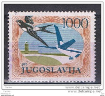 JUGOSLAVIA:  1988  P.A. RONDINE  -  1000 D. POLICROMO  US. -  D. 13 1/2  -  YV/TELL. 60 A - Luftpost