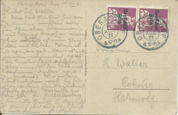 ALLEMAGNE CARTE 40p OBERSTDORF POUR COBURG ( BAVIERE ) DE 1921 LETTRE COVER - 1922-1923 Local Issues