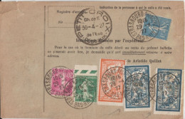 1927 - COLIS-POSTAUX ALSACE MOSELLE ! - MERSON/SEMEUSE+ FISCAL Sur BULLETIN EXPEDITION PRIVEE ! De STRASBOURG => LYON - Brieven & Documenten