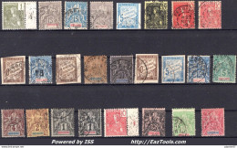 INDOCHINE + TAXES COLONIES GENERALES LOT DE 25 TIMBRES AVEC CAD DU CAMBODGE - Strafportzegels