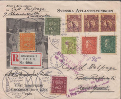 1929. SVERIGE. SVENSKA ATLANTFLYGNINGEN Official Cover (tear) With Picture Of The Pilots Canc... (MICHEL 63+) - JF444770 - Storia Postale