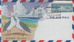 1940. USA MIDWAY MARINE DET.3rd DEF.BAT.FLEET NOV 1 1940-FIRST DAY Cancel On Beautiful VIA AI... (Michel 300) - JF444776 - Hawaii