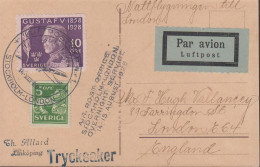 1928. SVERIGE. LUFTPOSTEXP. NR 1 STOCKHOLM - LONDON 14 VIII-28 ANDRA TUREN. On BREFKORT (Lin... (Michel 209+) - JF444789 - Brieven En Documenten