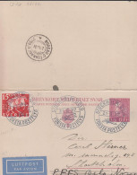 1937. SVERIGE. _Very Fine 15 ÖRE GUSTAV V BREVKORT MED BETALT SVAR With 5 öre POST By LUFTPO... (Michel 229+) - JF444794 - Storia Postale