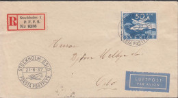 1937. SVERIGE. _Fine Cover With 50 öre BROMMA LUFTPOST To Oslo, Norge Cancelled STOCKHOLM-OSL... (Michel 239) - JF444796 - Storia Postale