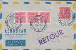 1953. SVERIGE. Fine AEROGRAM Cover To Johannesburg, South Africa With 3-stripe 5 öre + 25 ör... (Michel 366+) - JF444810 - Covers & Documents