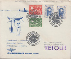 1951. SVERIGE. Fine Cover To Tokyo, Japan With UPU Complete Set + Extra 30 ÖRE Cancelled ... (Michel 351-553) - JF444813 - Lettres & Documents